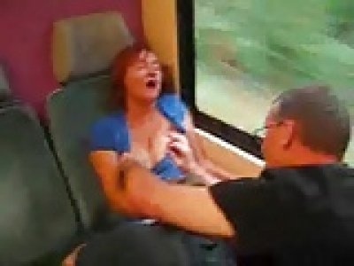 Mature mom having sex with boy and husband in a train