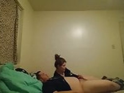 Young amateur girl suck and fuck Fat guy in their bedroom