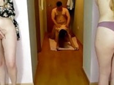 Two Horny Teens Having Fun While Owner of Apartment Fucks Ex