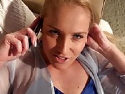 Horny MILF Gets Creampie While Phone Talking To Husband