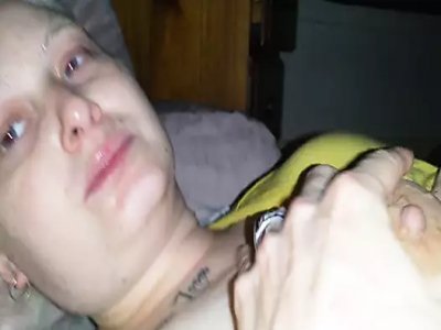 Eating Strangers Cum off Face as BF Fucks and Creampies