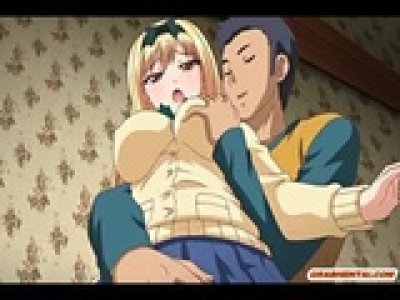 Busty anime coed gets licked and fingered her wet pussy