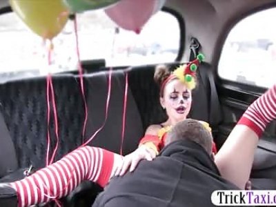Cute girl in costume likes drivers cock in her pussy