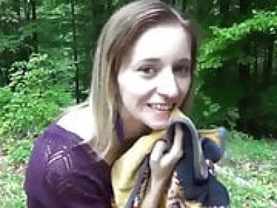 Naughty college teen loves stranger's cock in the woods