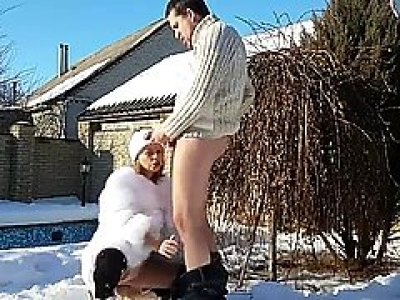 Fucking my sister outdoor in the snow