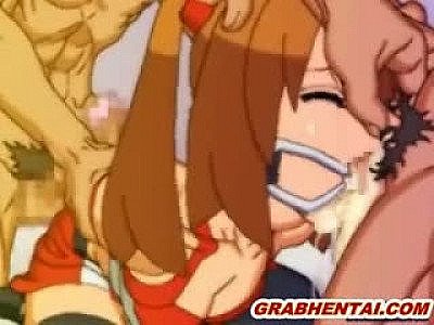 Bondage hentai with an open mouth gag sucks and hot threeway banged
