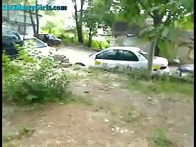 Webcam girl masturbates in public