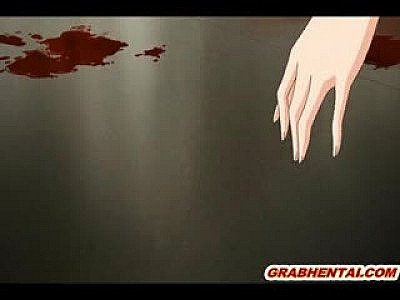 Cute Japanese coed brutally fucked by pig monster