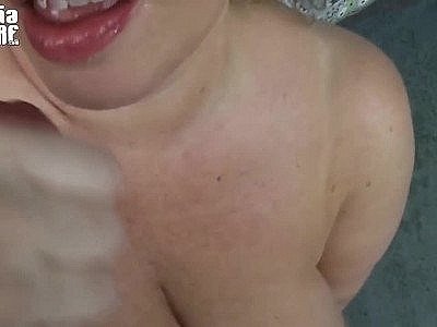 MM in Sexy Red Dress Getting Facialized