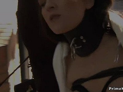 Gagged busty Spanish slut fucked outdoor HD