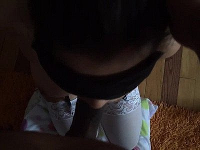 Interracial blowjob from blindfolded white wife