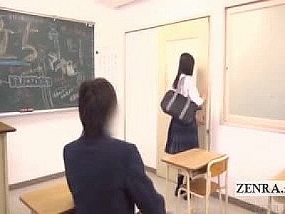 Subtitled CFNM Japanese classroom penis confessions