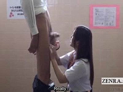 Subtitled CFNM Japan schoolgirl bathroom penis washing