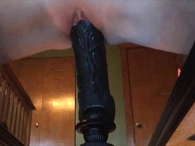 Riding my giant 12 inch dildo
