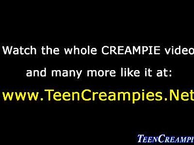 Teen creampied close up
