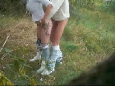 Hot chick banged from behind outdoors