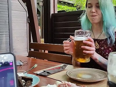 Remote orgasm control of my stepsister in pub