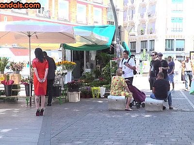 Slutty tattooed babe public fucked in 3some club session