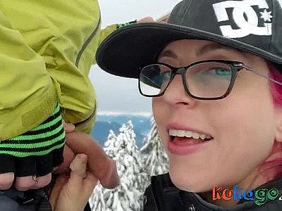 Muscled MILF Sucks in the Mountains