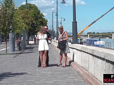 Bondage amateur babe in high heels pussyfucked in public