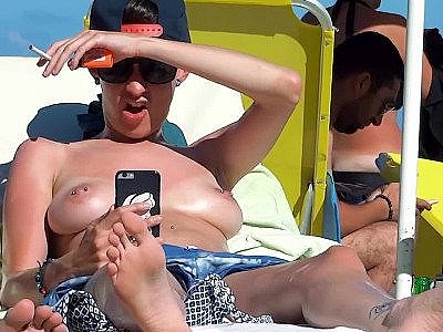 Natural tits nudist teen relaxing and showing tight ass