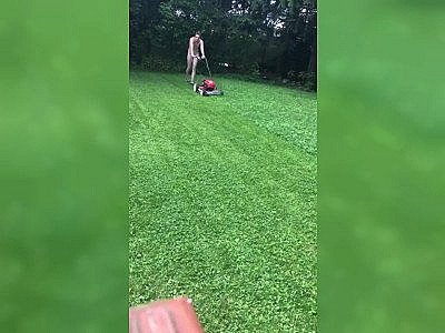 Mowing Grass Naked