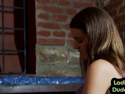 CFNM prison babes 3some pegging male asshole and jerking dong