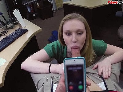 Pawnshop POV babe facial after BJ and fucking