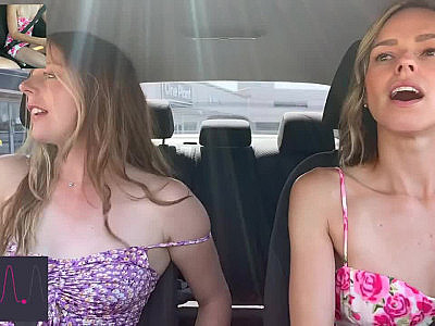 Nadia Foxx & Serenity Cox cumming hard in public drive thru with Lush remote con